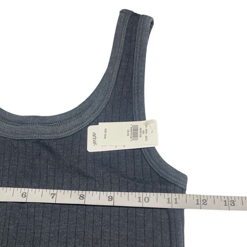 Aerie Smoke Gray No BS Wide Ribbed Double Scoop Tank N0514 - Picture 4 of 6